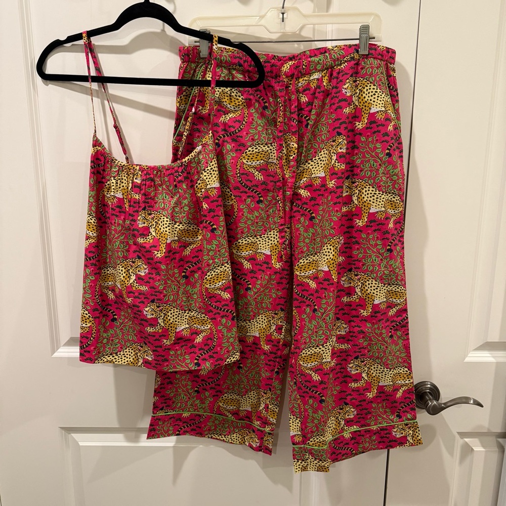 Leopard Print Pink Pajama Set